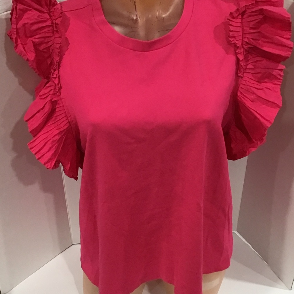 Anthropologie Fuchsia Ruffled Blouse NWOT